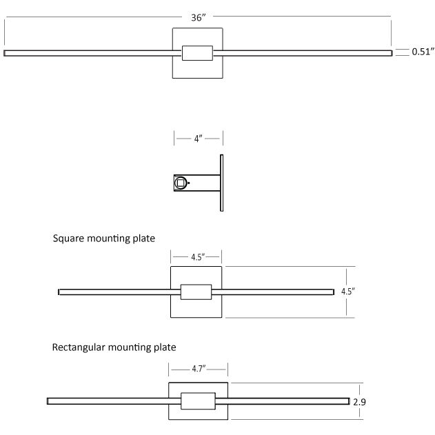 Z-Bar LED 4 inch Matte white Wall Sconce Wall Light, Center Mount